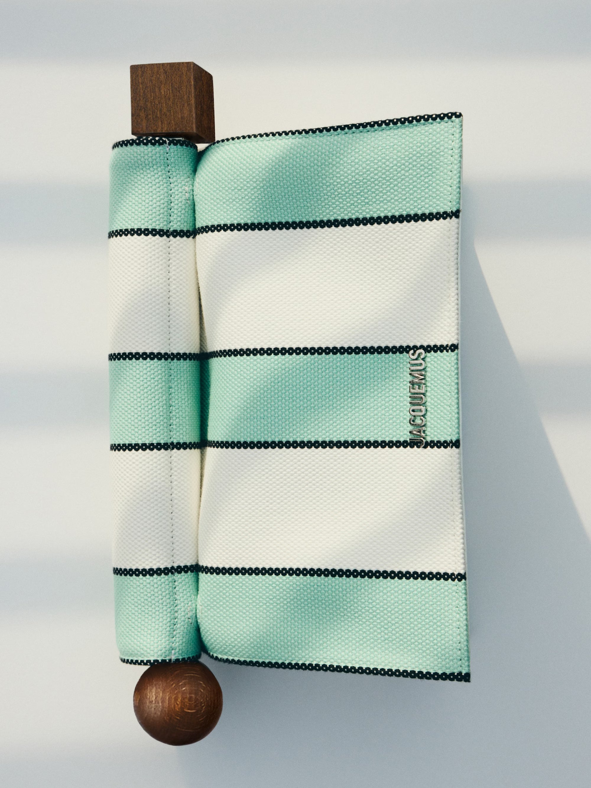 Jacquemus The Rond Carré Clutch Bag - Print Stripes White / Mint