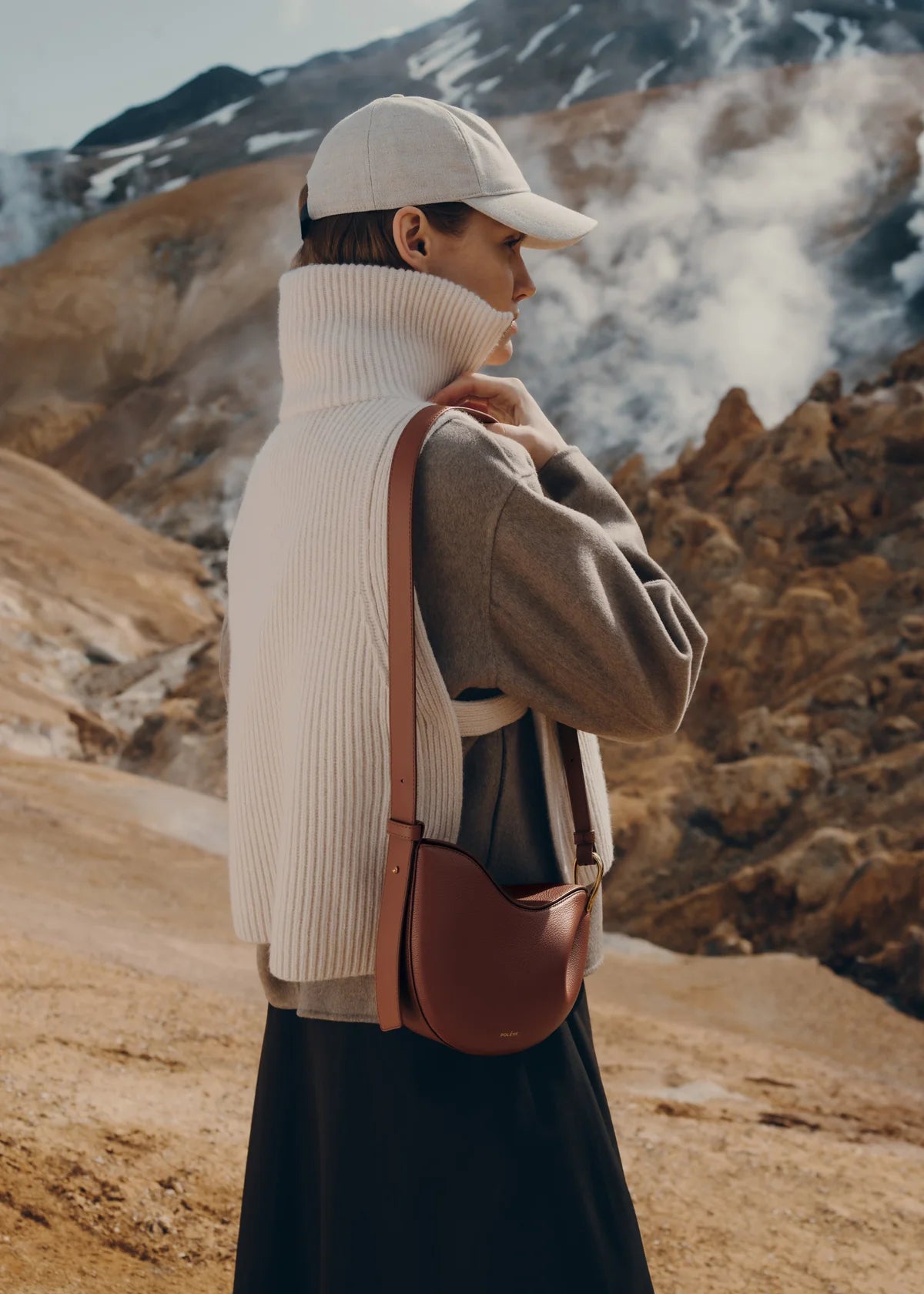 Polene Tonca Edition Textured Bag - Cognac