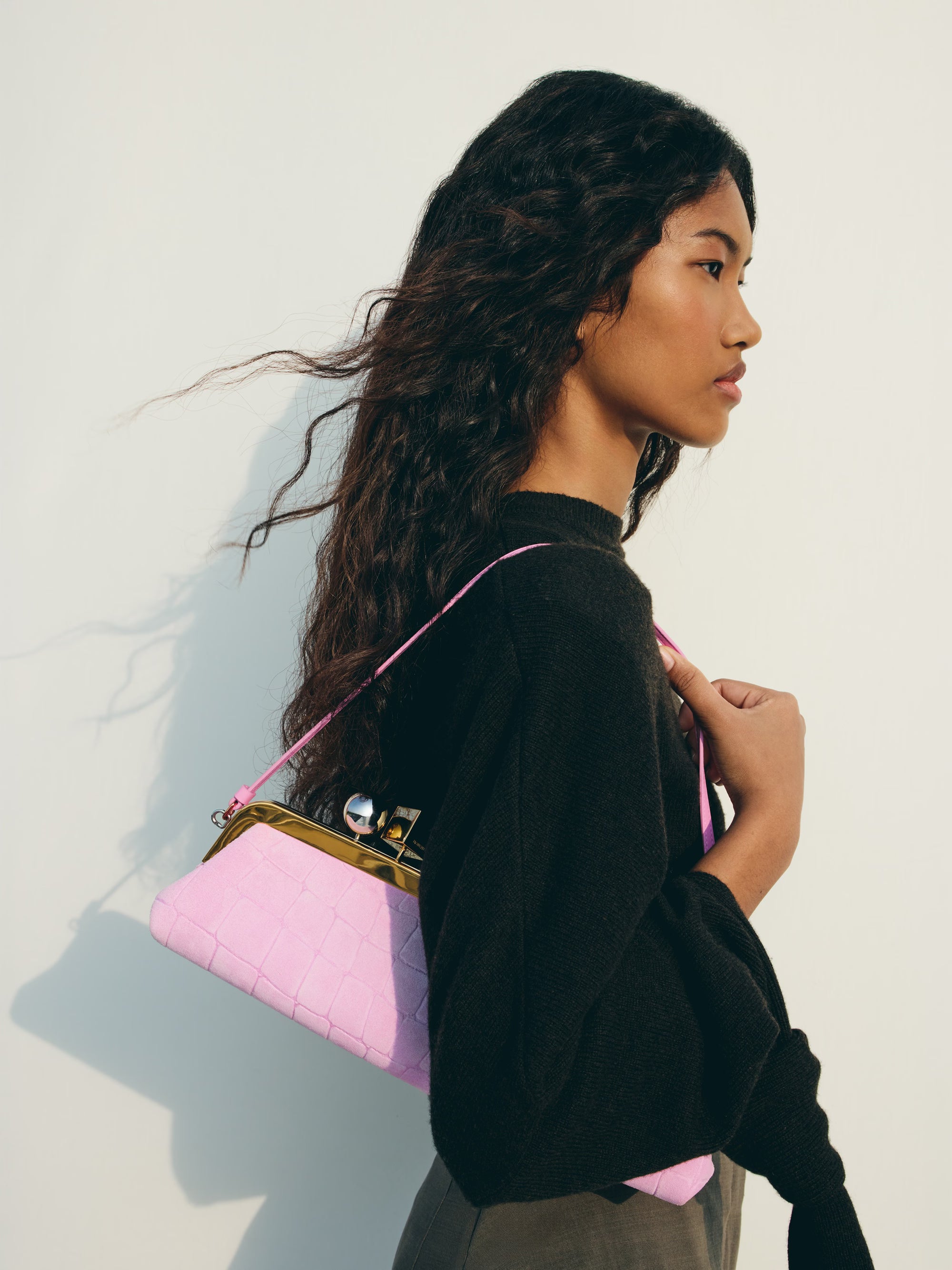 Jacquemus The Salon Clutch Bag - Suede Light Pink
