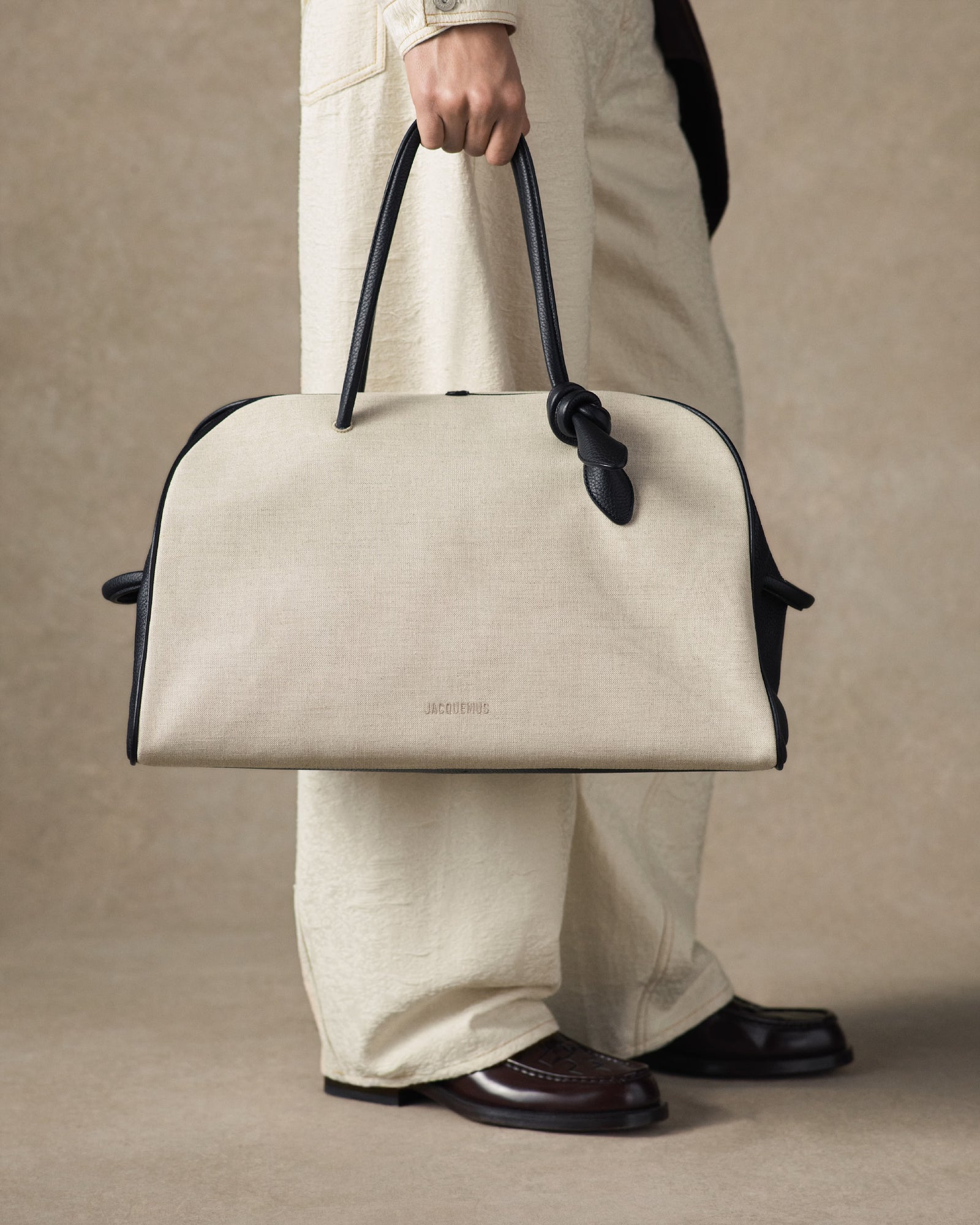 Jacquemus The Large Turismo Bag - Light Greige/Black