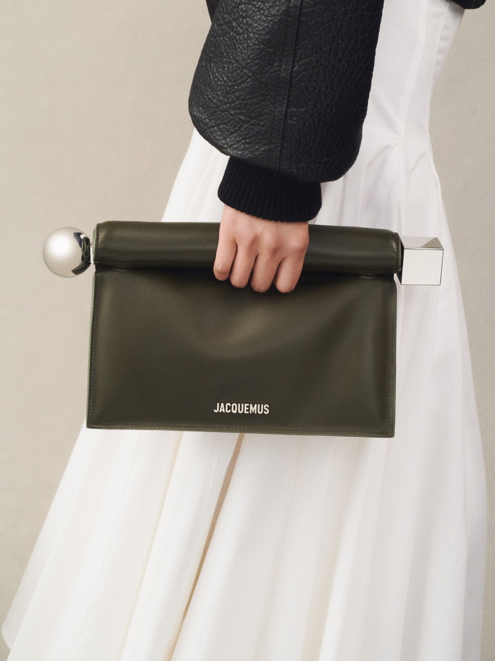 Jacquemus The Rond Carré Clutch Bag - Dark Khaki