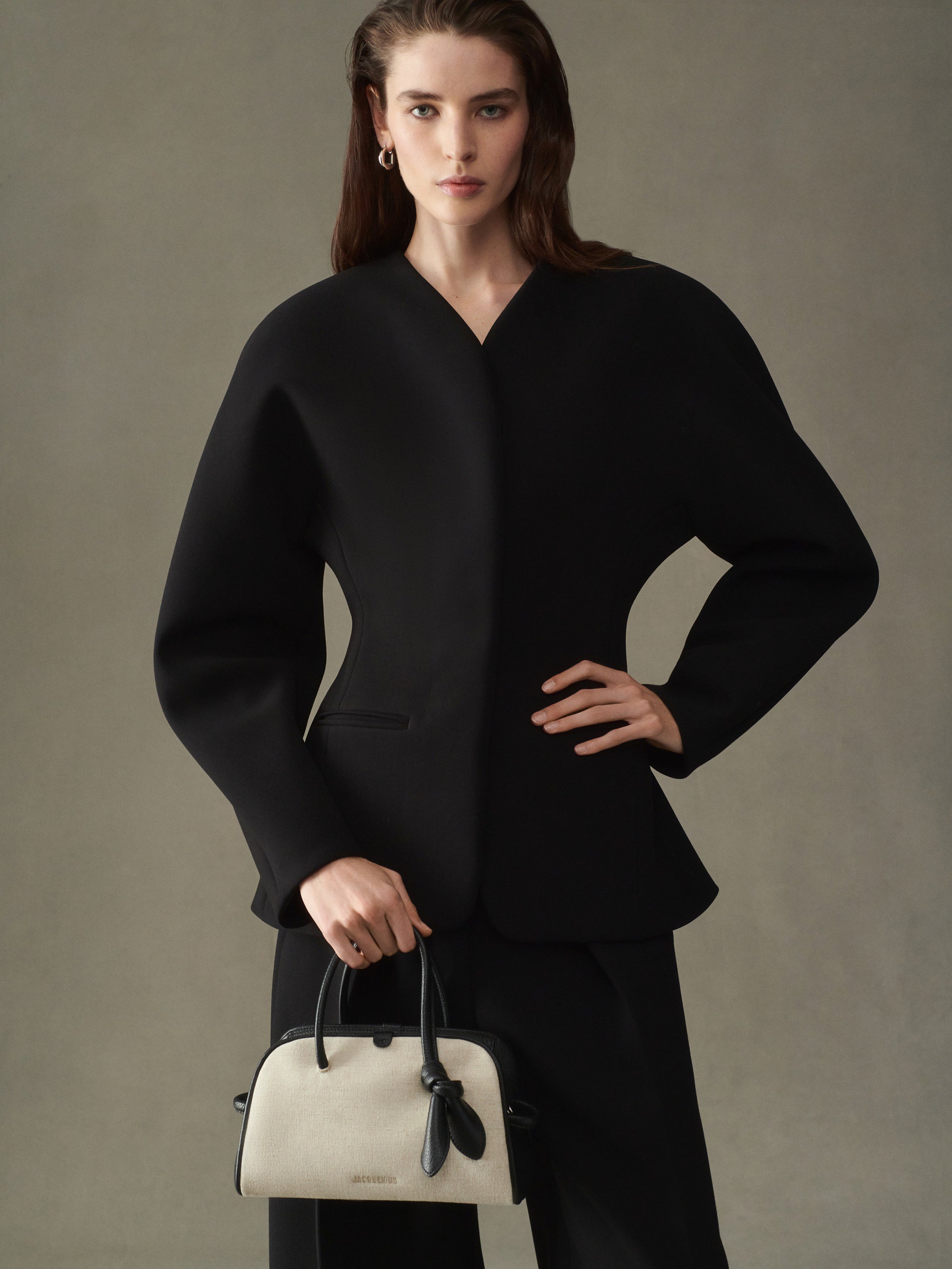 Jacquemus The Small Turismo Bag - Light Greige/Black