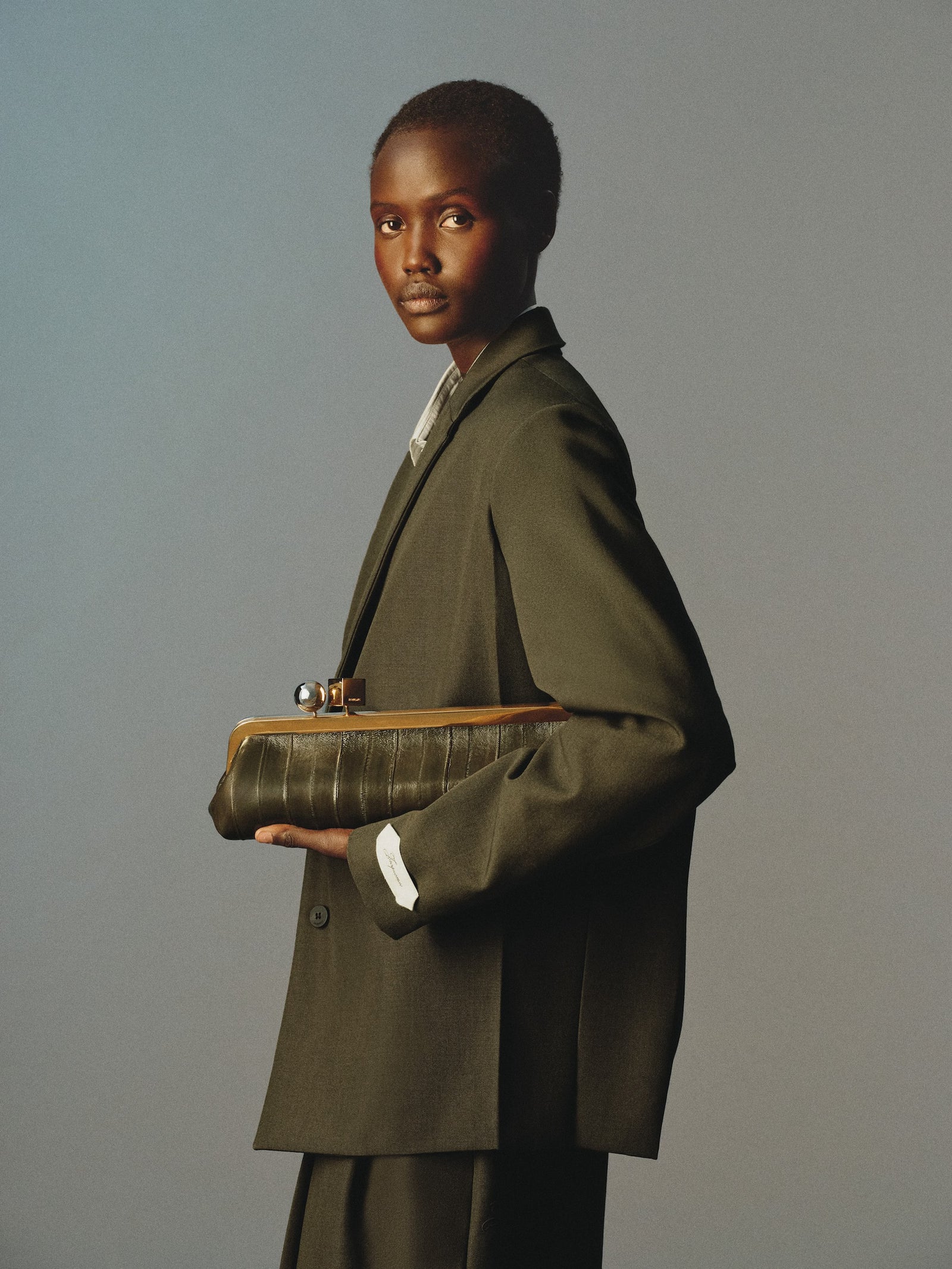 Jacquemus The Salon Clutch Bag - Dark Khaaki
