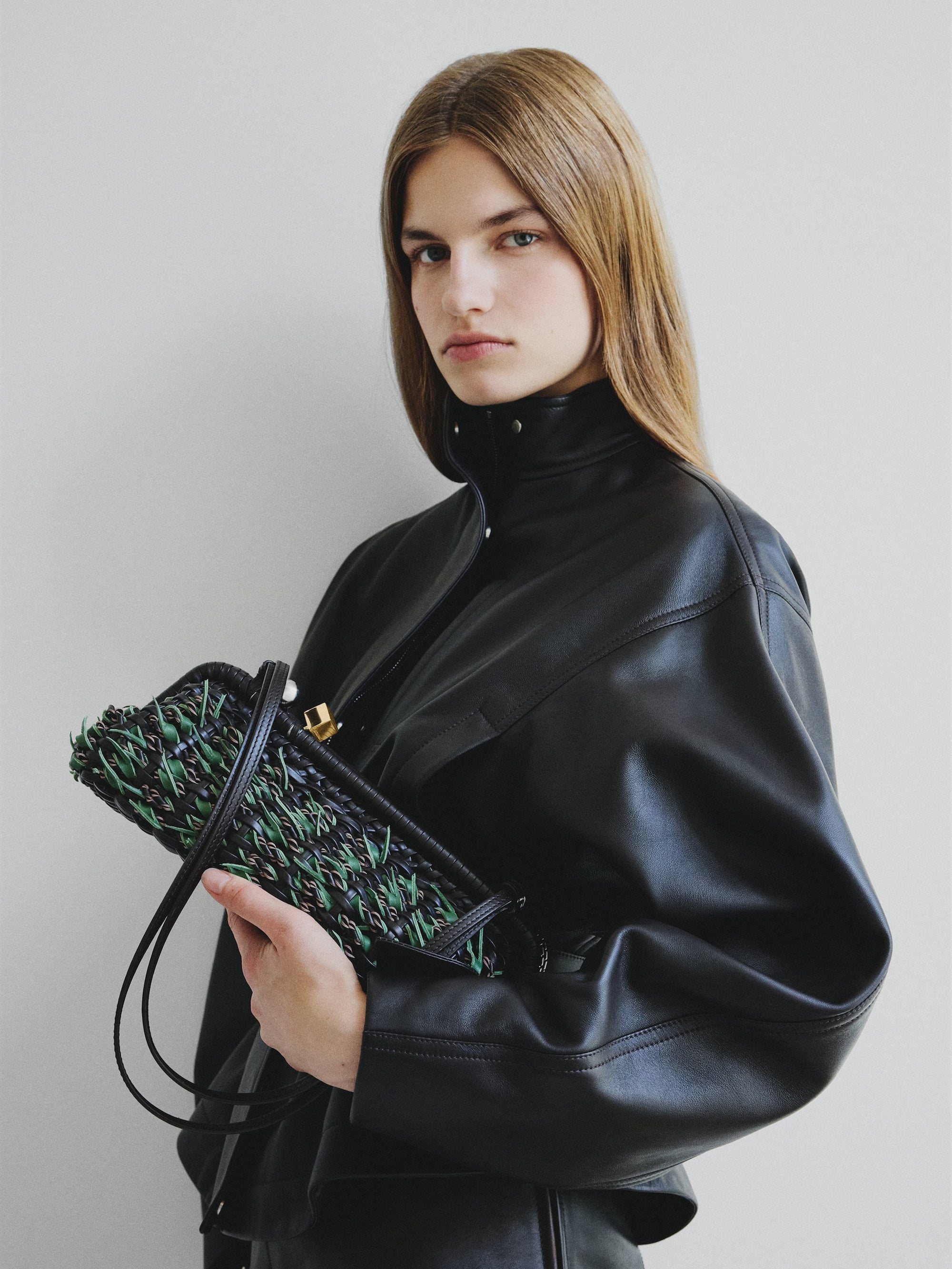 Jacquemus The Large Salon Clutch Bag - Brown / Green Rosemary