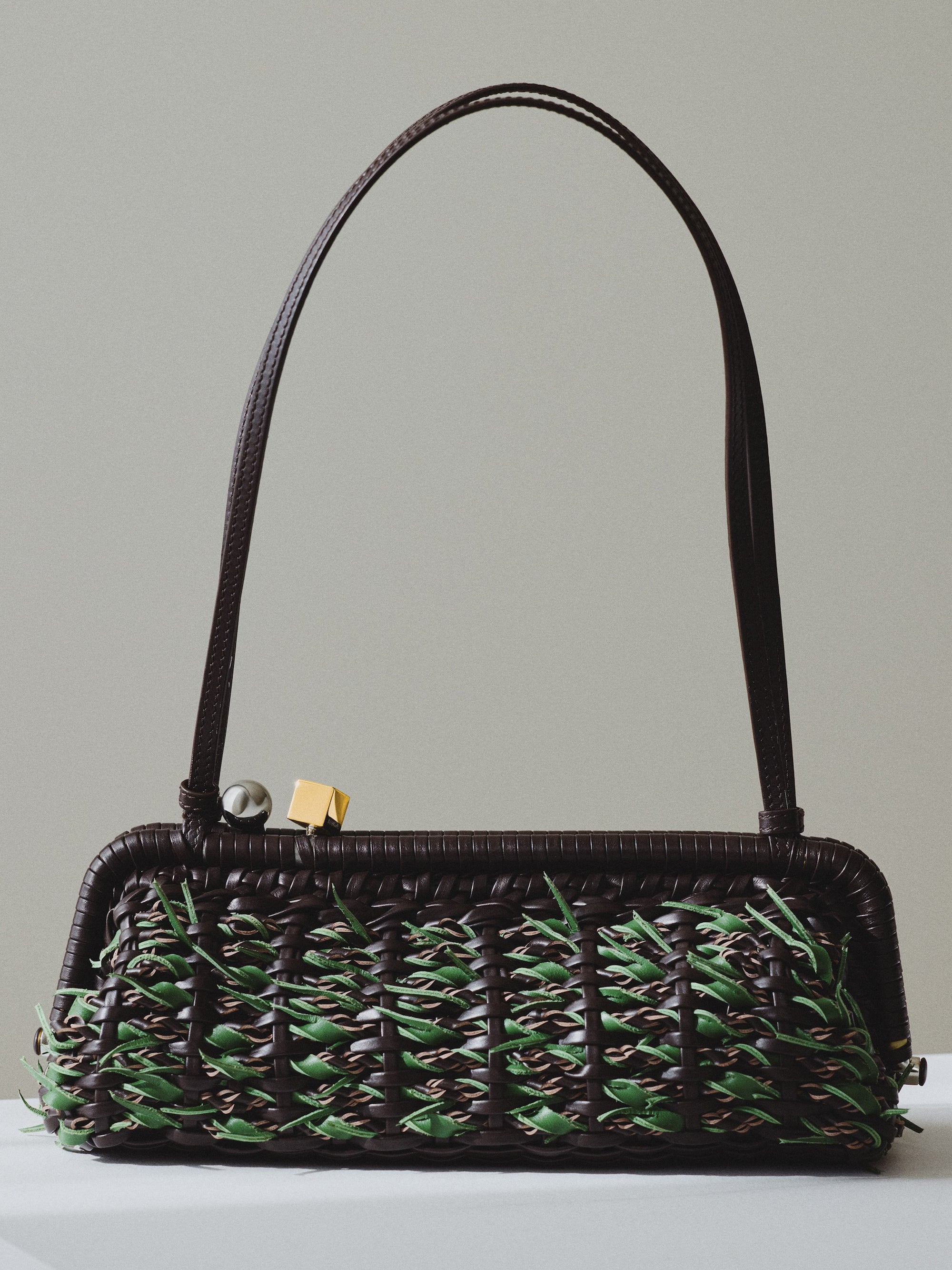 Jacquemus The Large Salon Clutch Bag - Brown / Green Rosemary