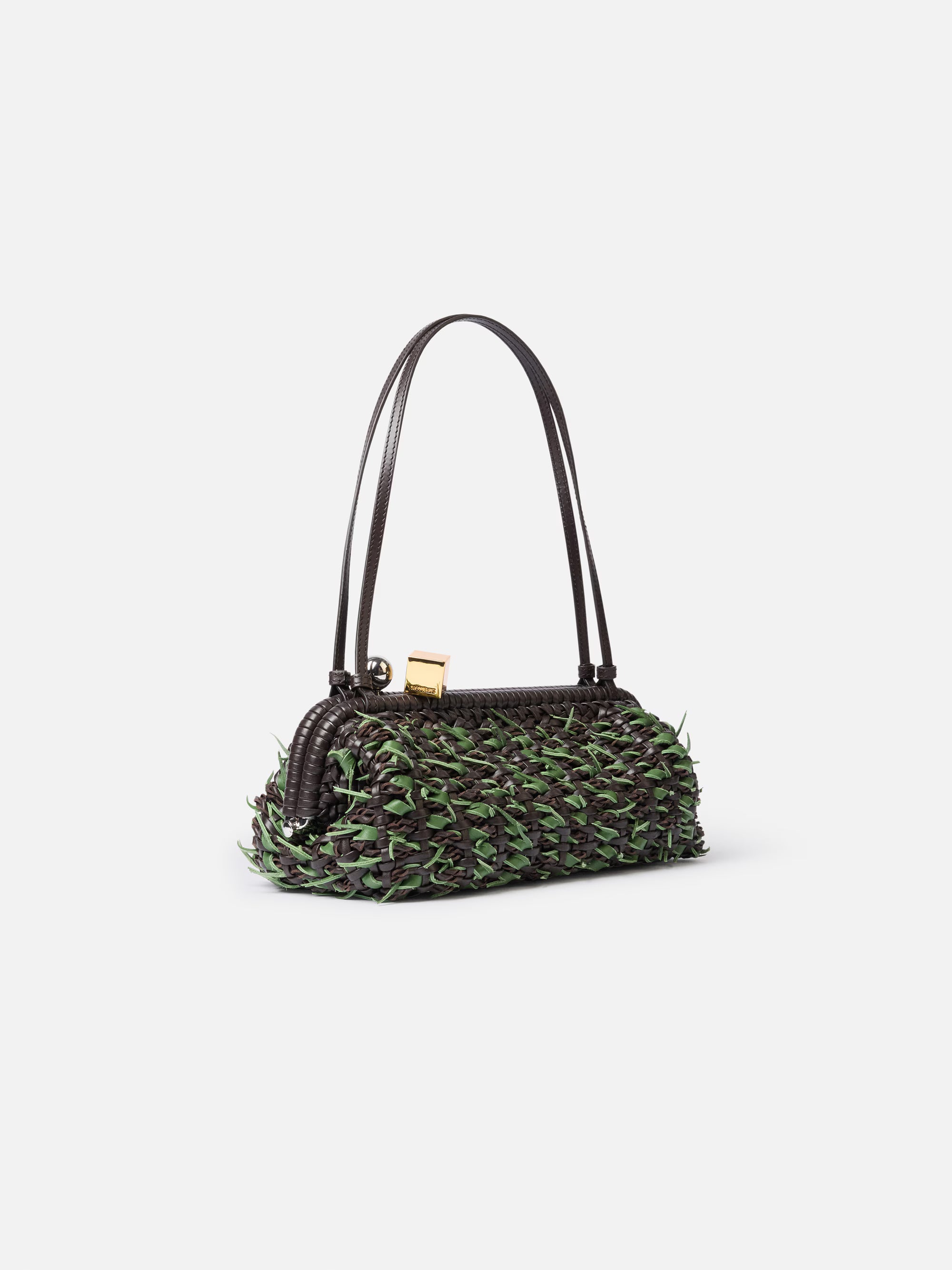 Jacquemus The Large Salon Clutch Bag - Brown / Green Rosemary