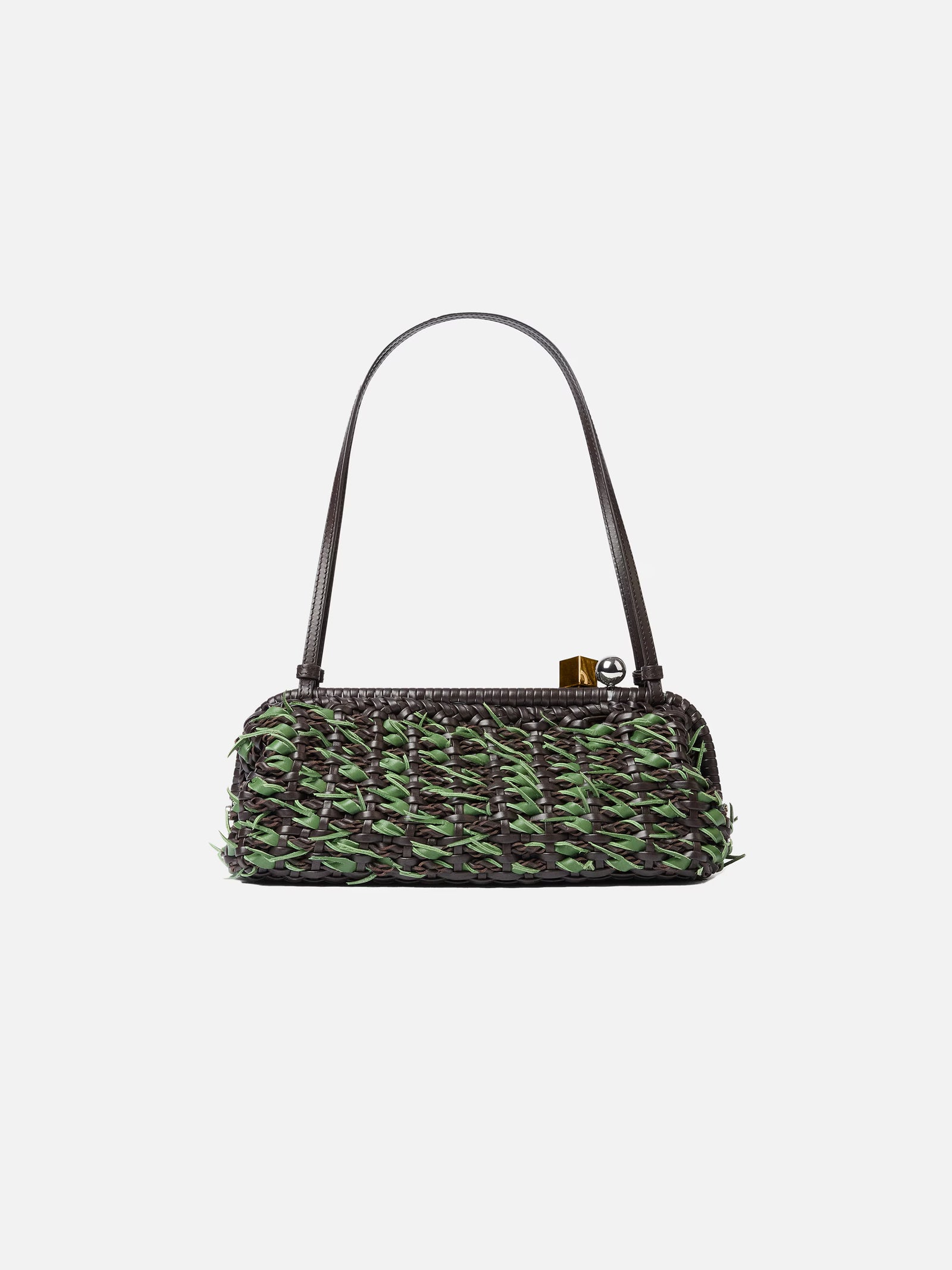 Jacquemus The Large Salon Clutch Bag - Brown / Green Rosemary