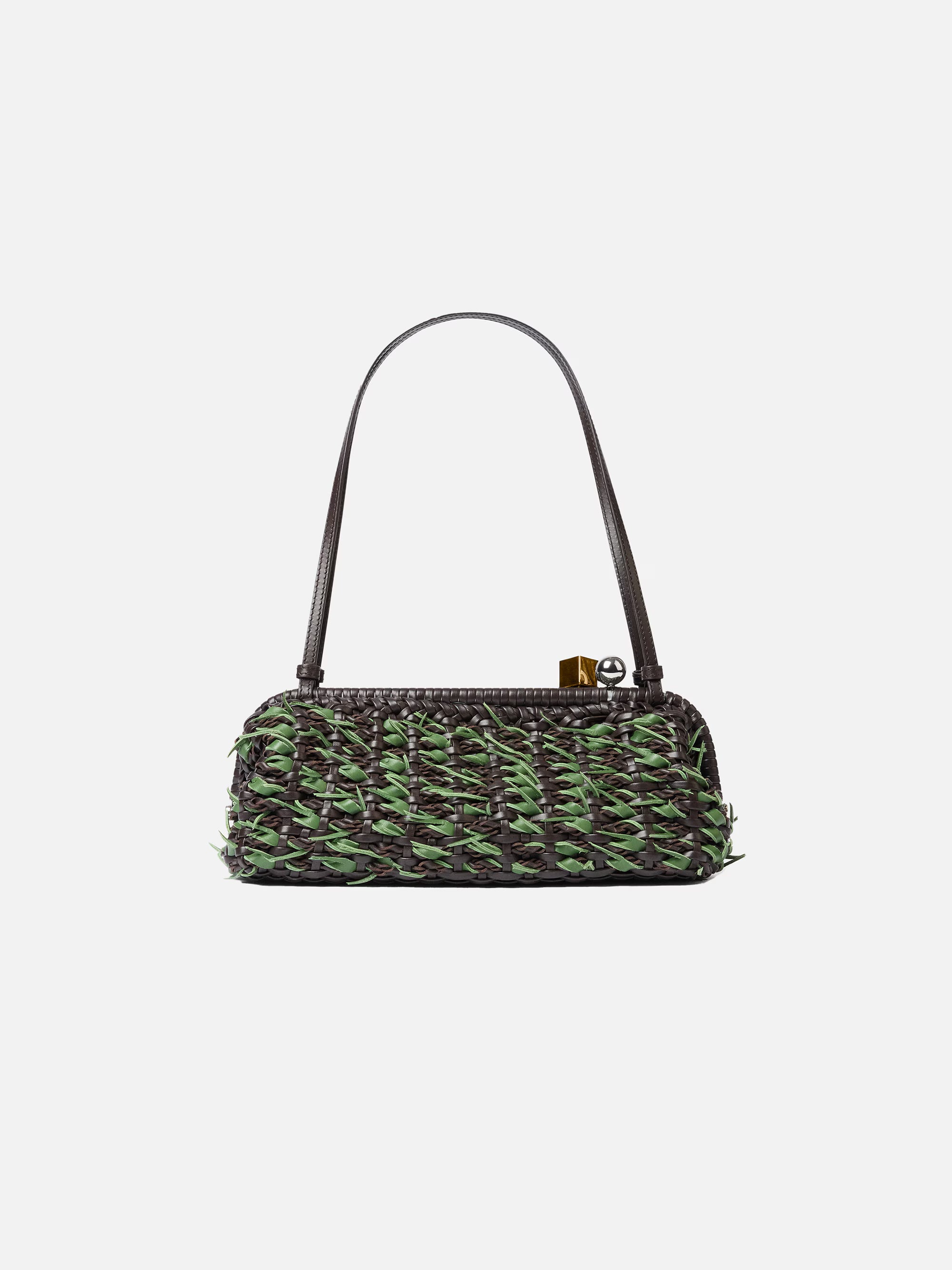 Jacquemus The Large Salon Clutch Bag - Brown / Green Rosemary