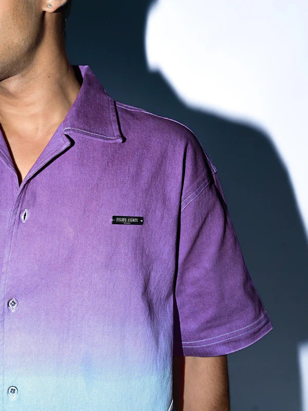 Rising Among Oversized Fade Ombre Shirt - Purple
