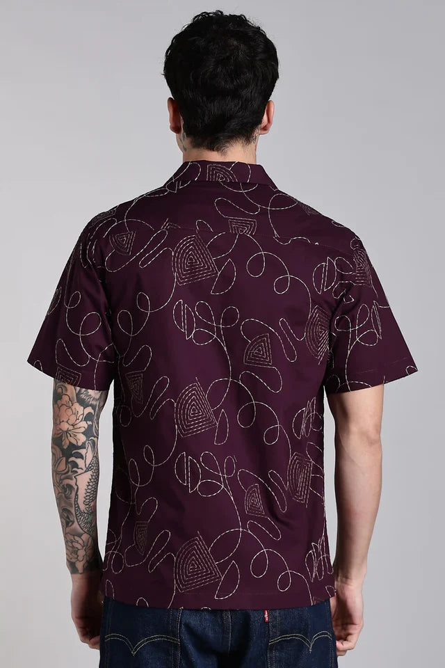 LYVN Slim Fit Embroidered Shirt - Purple