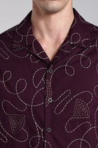 LYVN Slim Fit Embroidered Shirt - Purple