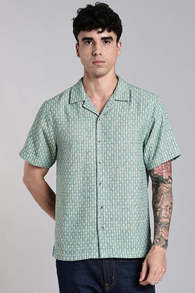 LYVN Slim Fit Turkish Weave Shirt - Blue