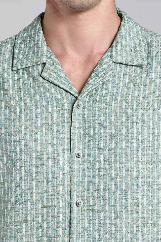 LYVN Slim Fit Turkish Weave Shirt - Blue