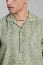 LYVN Slim Fit Coastline Jacquard Shirt - Mojito Green