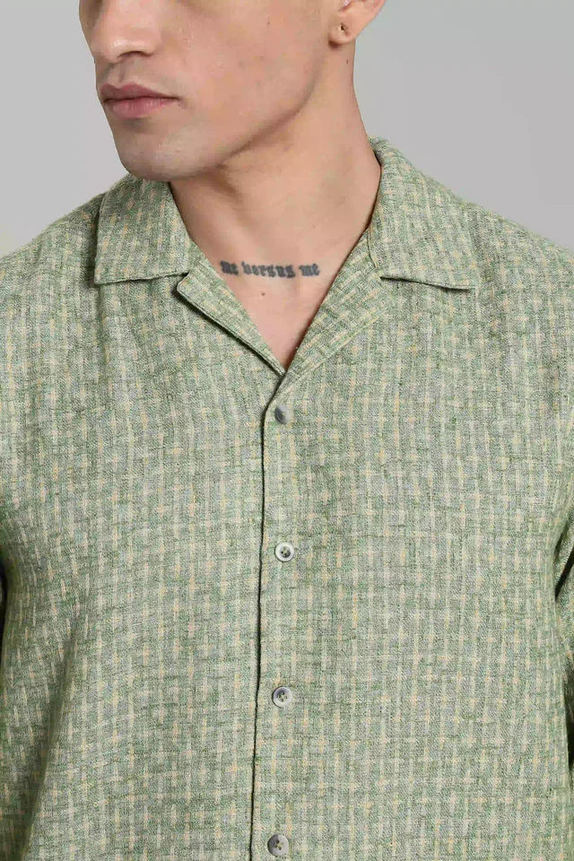 LYVN Slim Fit Coastline Jacquard Shirt - Mojito Green