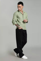 LYVN Slim Fit Coastline Jacquard Shirt - Mojito Green