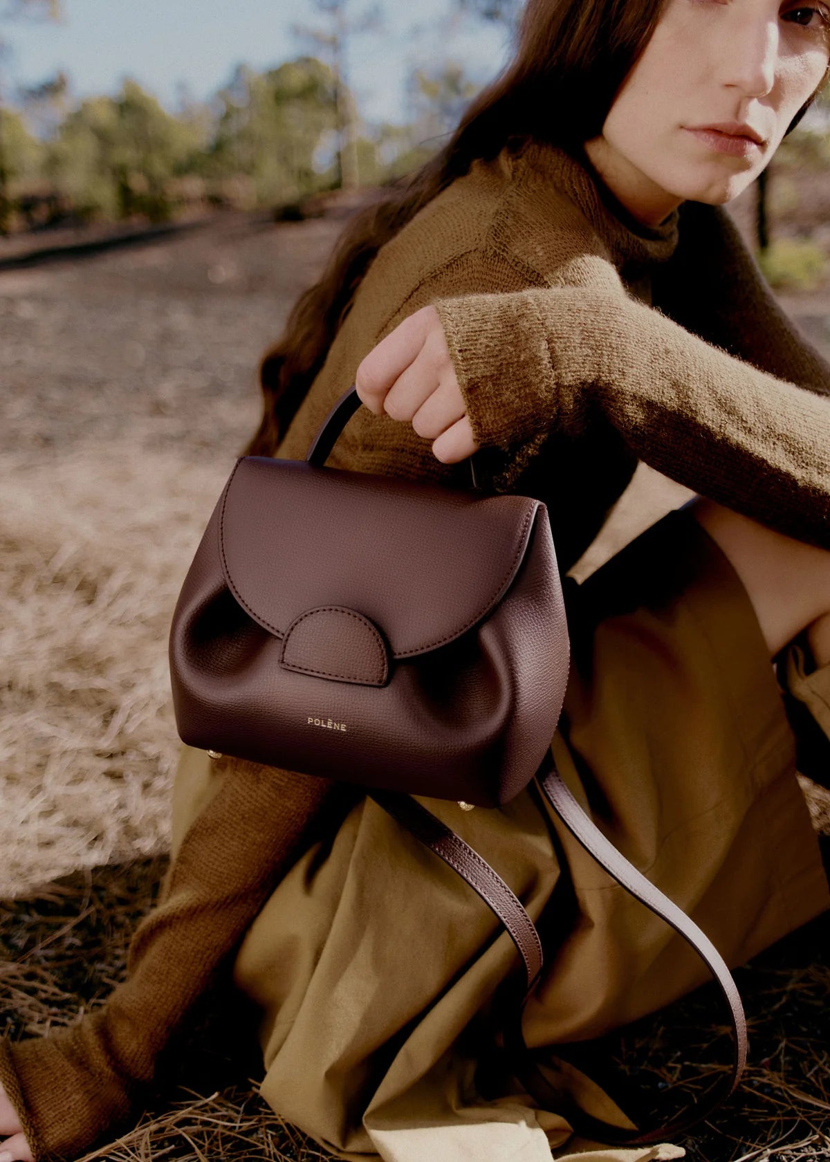 Polene Numero Un Nano Edition Textured Bag - Burgundy