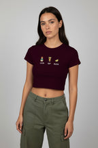 LYVN 'Lick! Sip! Suck!' Crop Top - Maroon