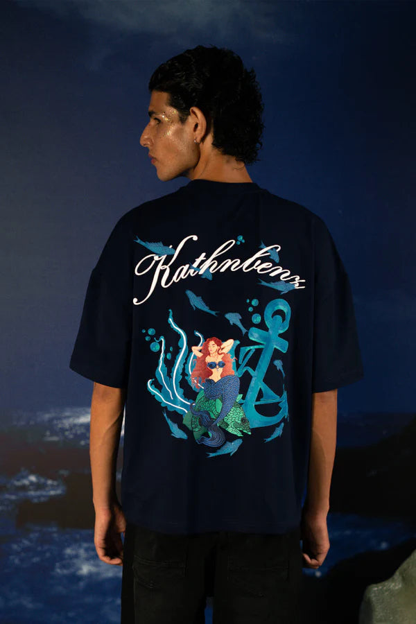 Kathnbenz Oversized Navy Blue T-Shirt - The Oath's Waves
