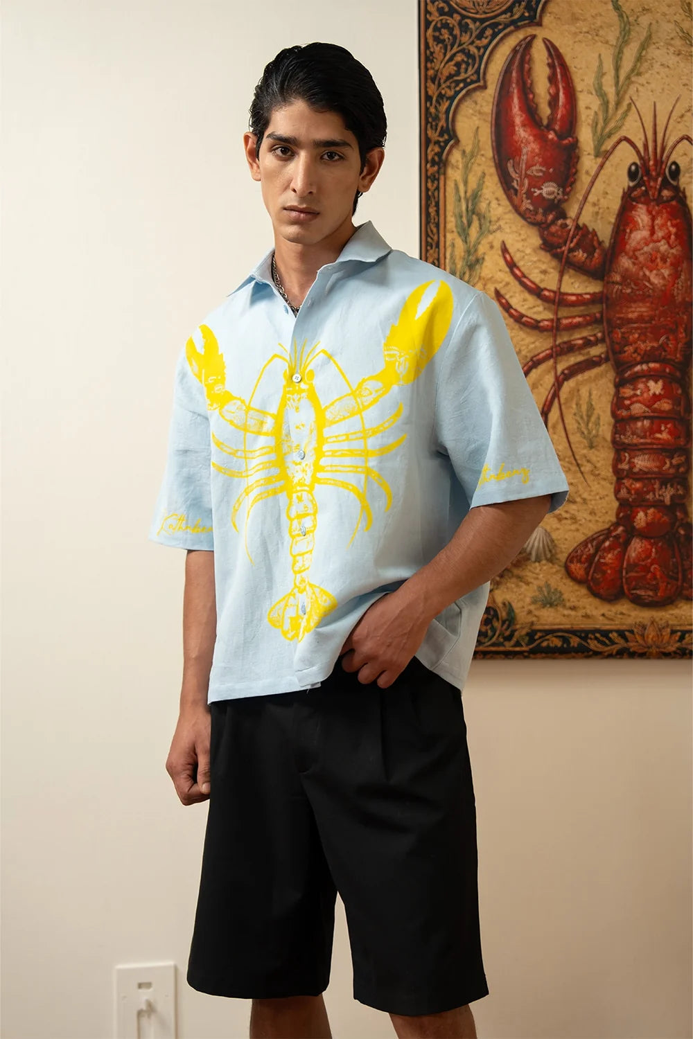 Kathnbenz Oversized Ice Blue Linen Shirt - Lovester