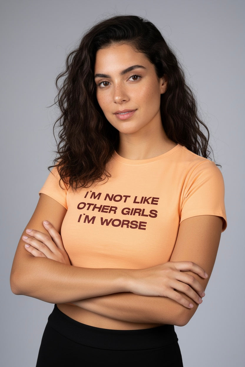 LYVN 'Not Like Other Girls' Crop Top - Orange