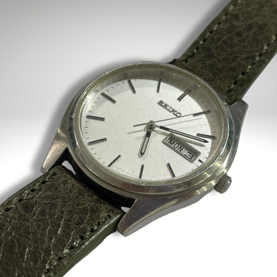 Seiko Vintage Quartz White Dial Day Date