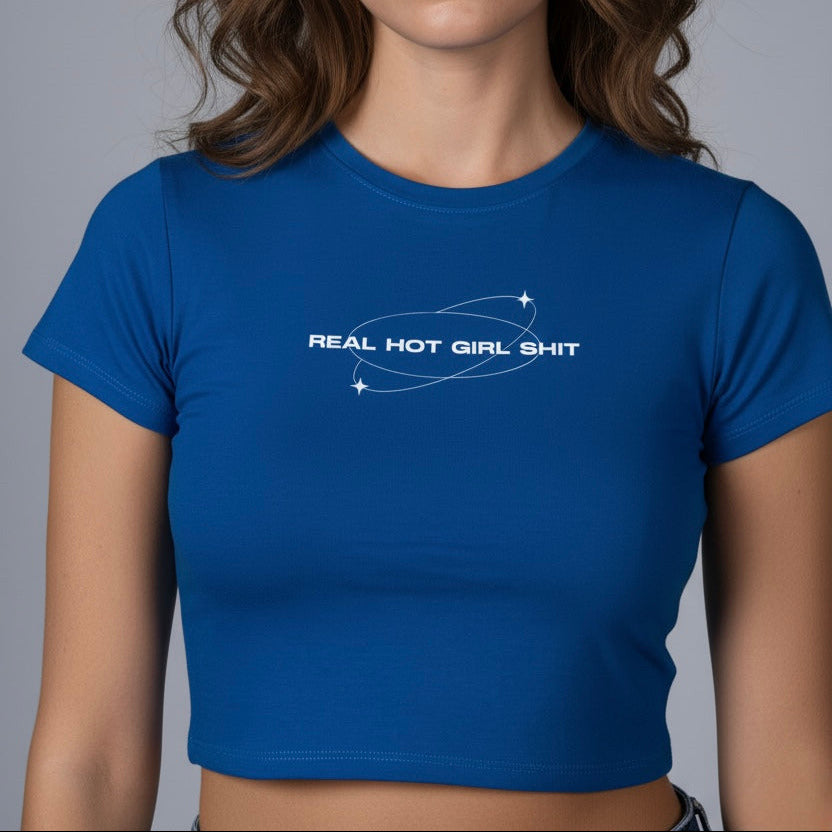 LYVN 'Real Hot Girl Shit' Crop Top - Blue