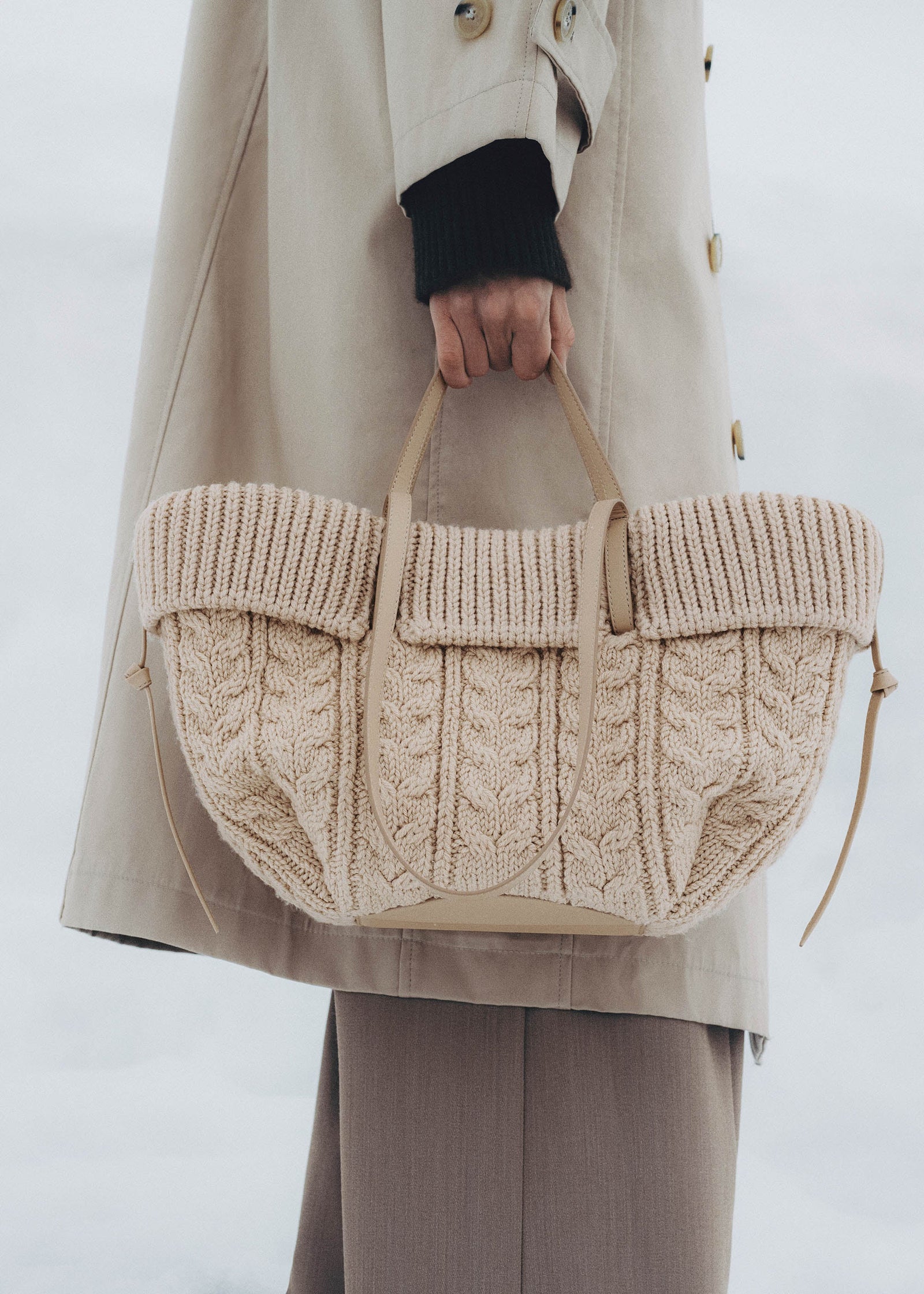 Polene Cyme Mini Edition Merino Bag - Ecru