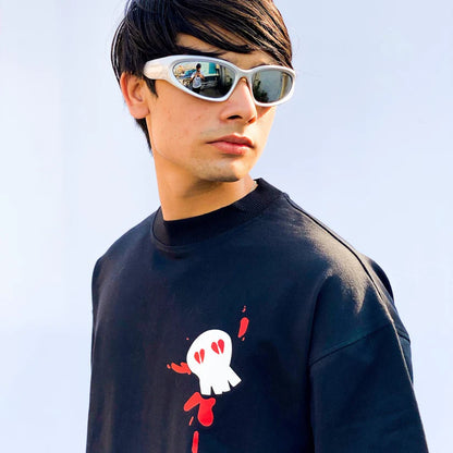 Flaws 'Blood Skull' Oversize Puff Print Black T-Shirt