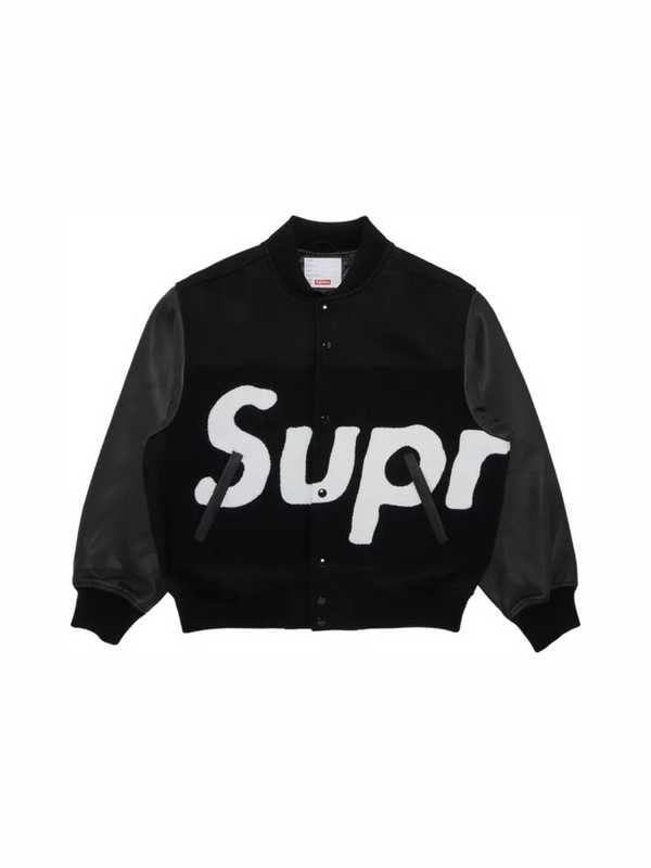 Supreme Big Logo Chenille Varsity Jacket 'Black' - reference