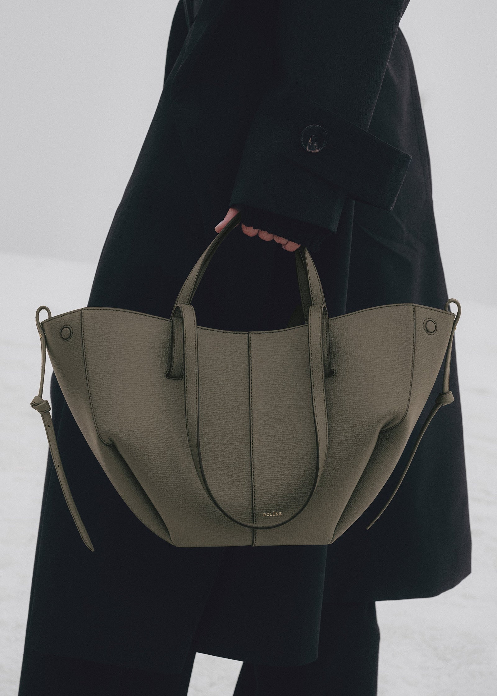 Polene Cyme Mini Edition Textured Bag - Smoky Green