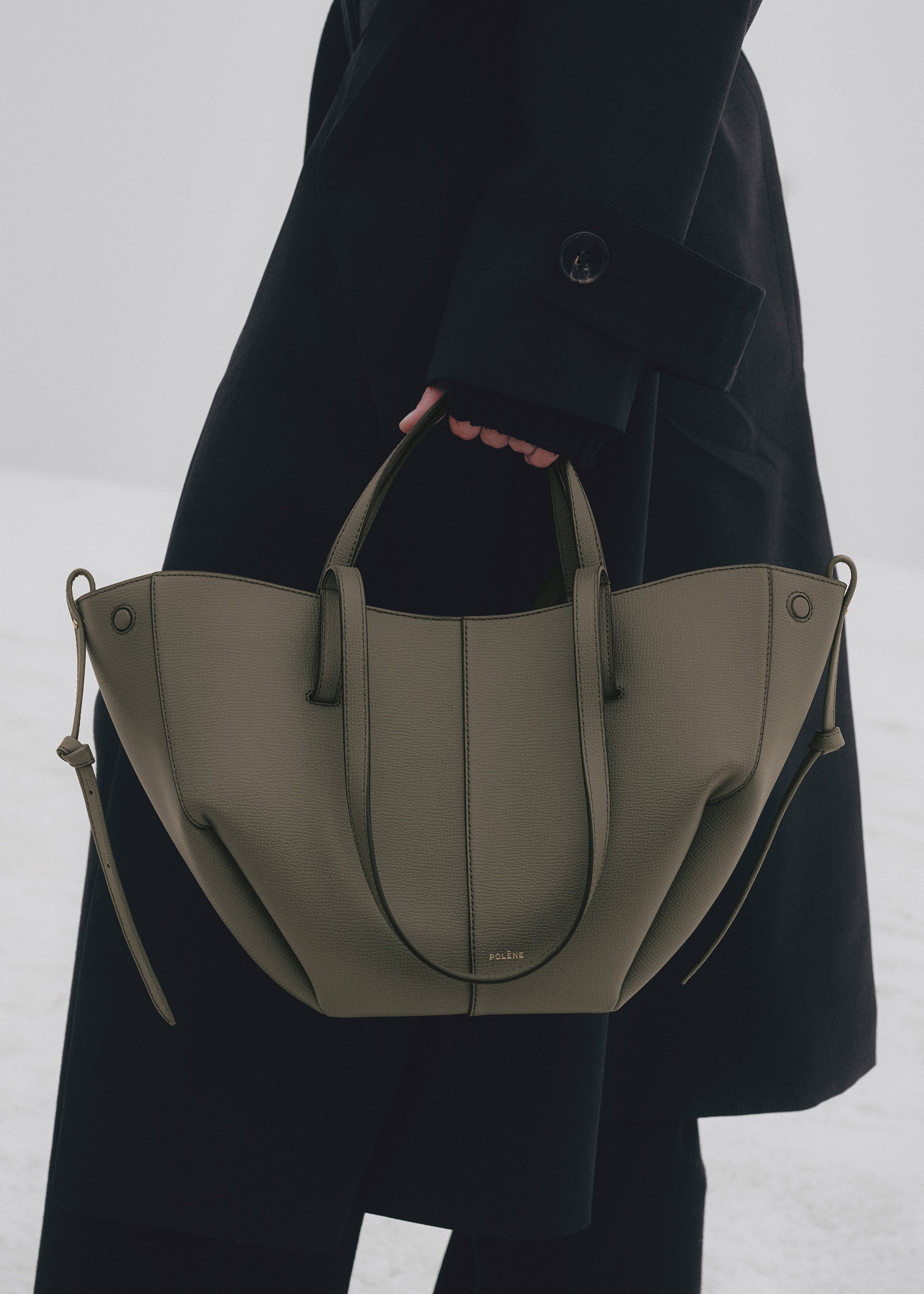 Polene Cyme Mini Edition Textured Bag - Smoky Green