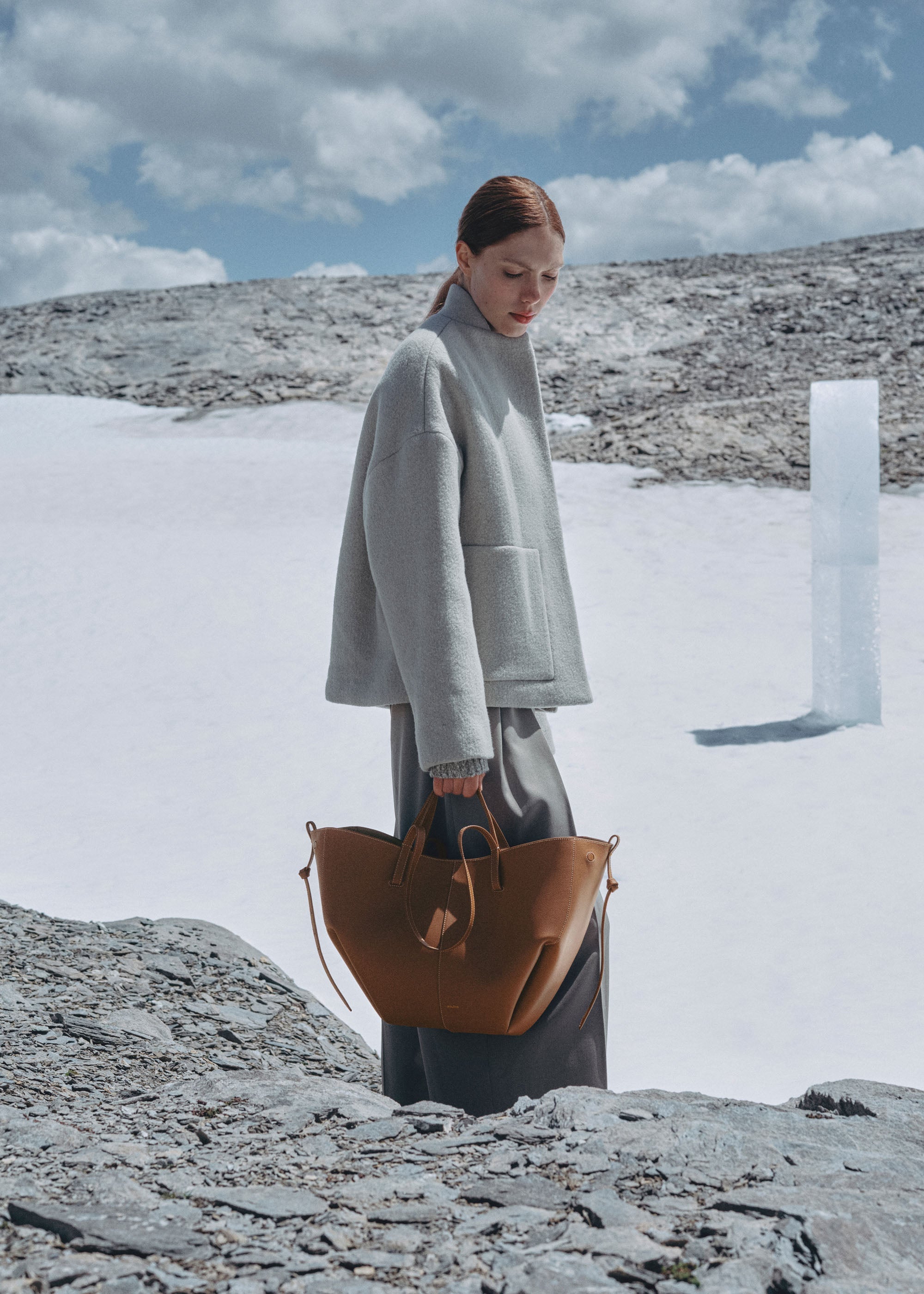 Polene Cyme Edition Textured Bag - Camel
