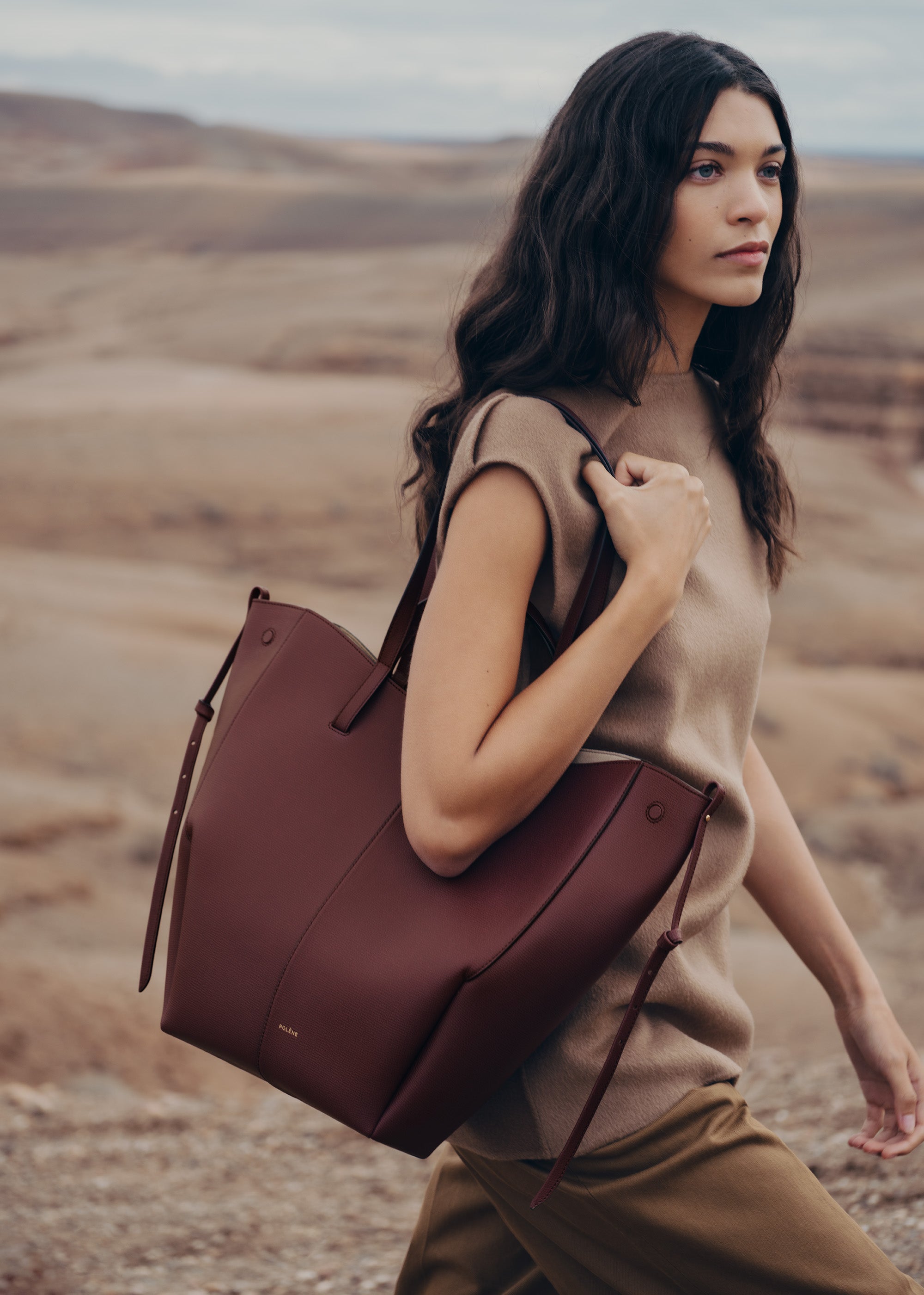 Polene Cyme Tote - Black Cherry