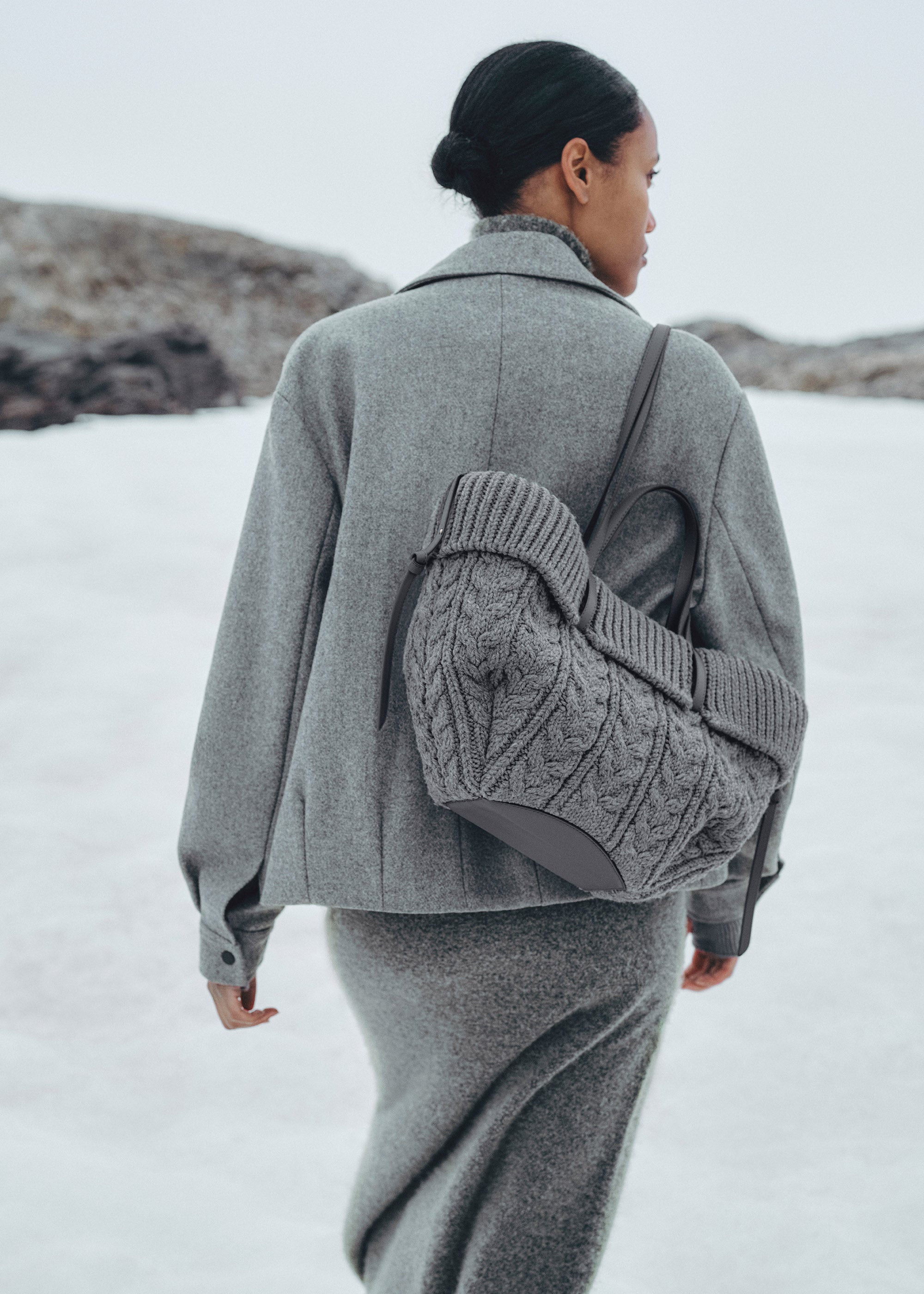 Polene Cyme Mini Edition Merino Bag - Stone