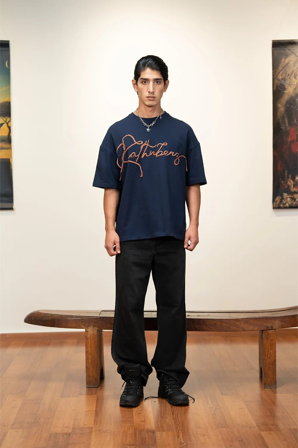 Kathnbenz Oversized Navy Blue T-Shirt - Abyss Finds