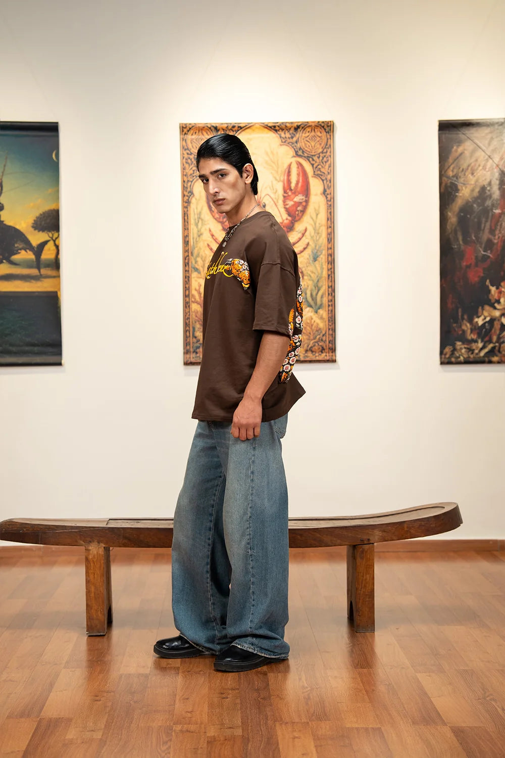 Kathnbenz Oversized Brown T-Shirt - Tiger Claw