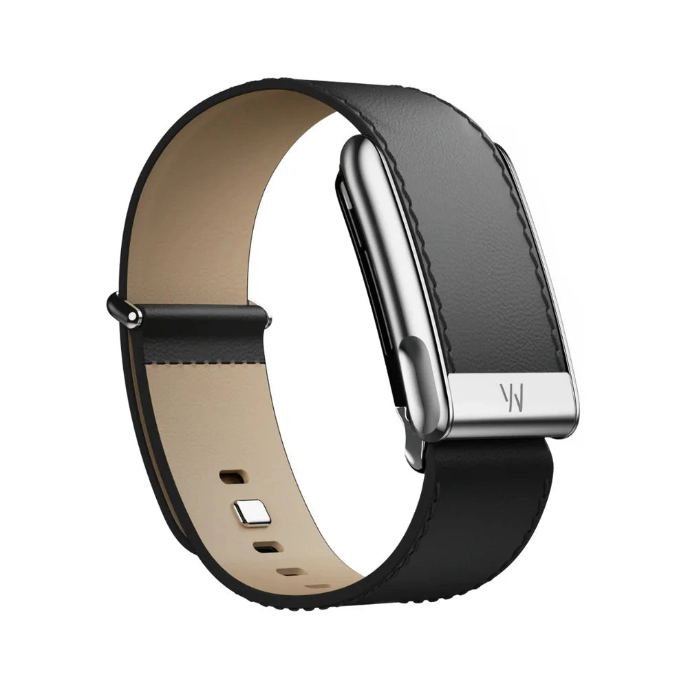 Whoop MG Strap - LEATHERLUXE STRAIGHT BLACK CREAM WITH TITANIUM