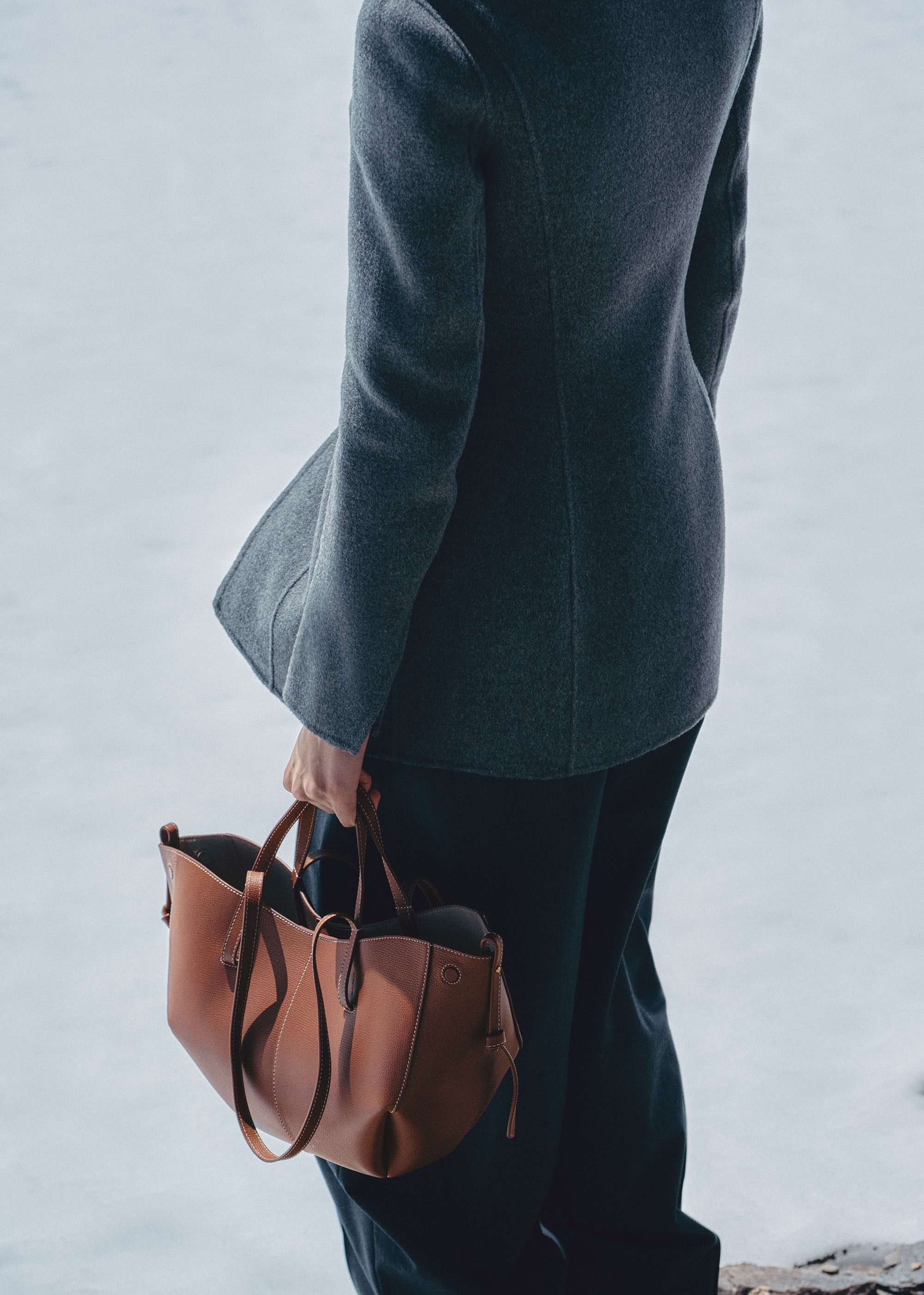 Polene Cyme Mini Edition Textured Bag - Cognac