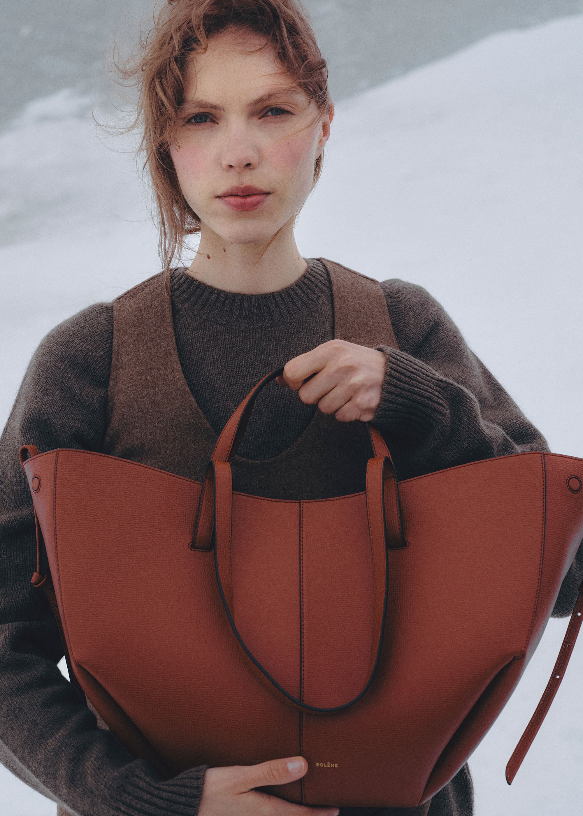 Polene Cyme Edition Textured Bag - Red Clay