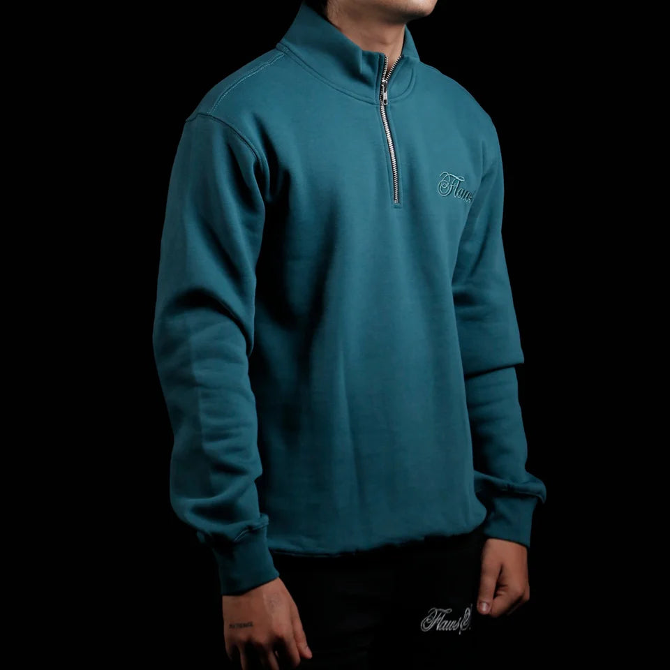 FLAWS STUDIO Zipper Polo-Sea Green