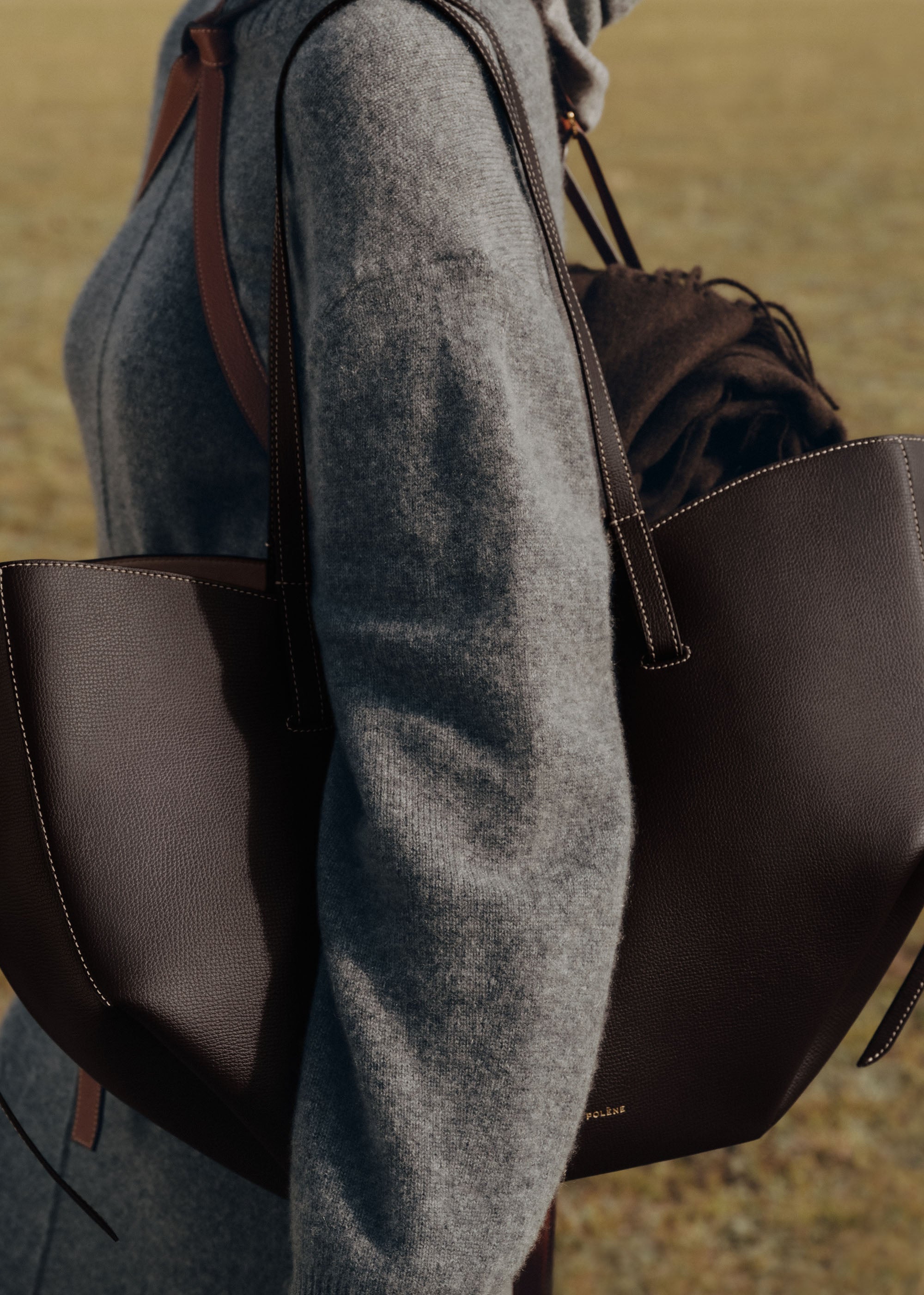 Polene Cyme Edition Textured Bag - Ebony