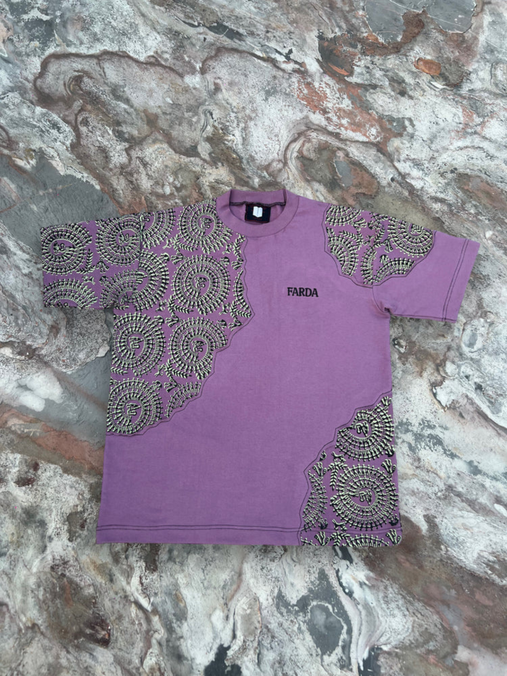 Farda Dawnfest Pink Blockprinted T-Shirt
