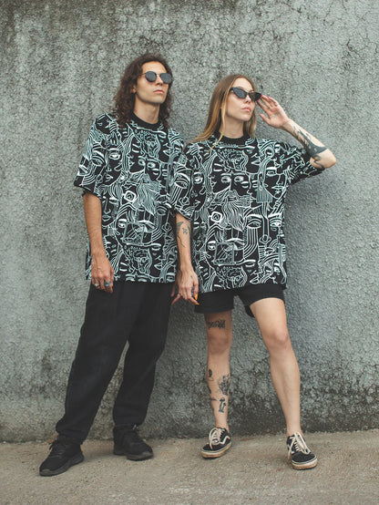 ORE OFE Black Faces Oversized T-Shirt