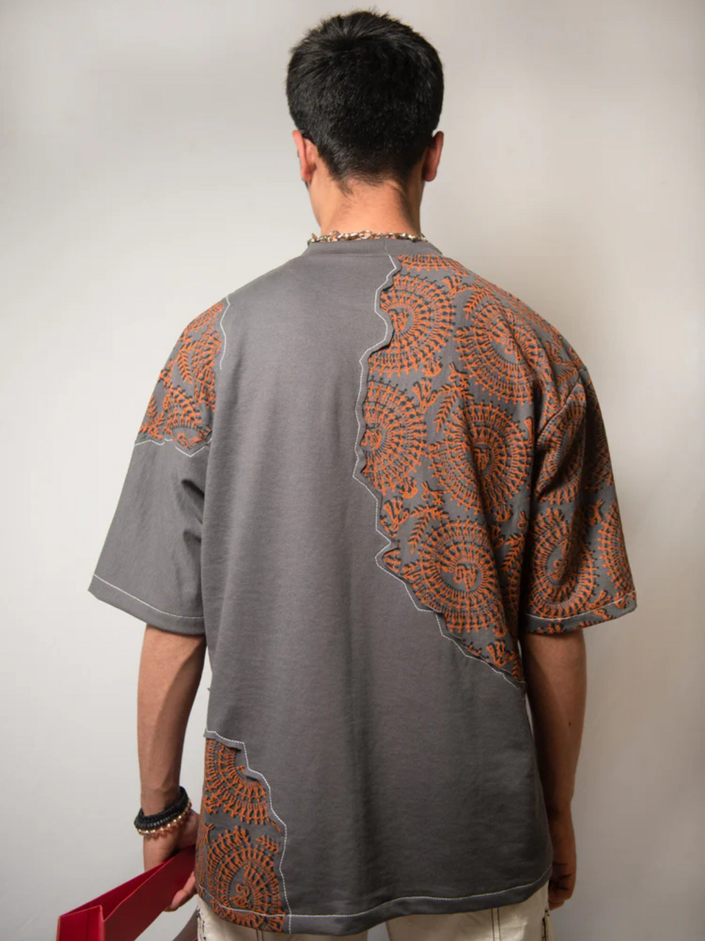 Farda Sunfest Blockprinted Grey T-Shirt