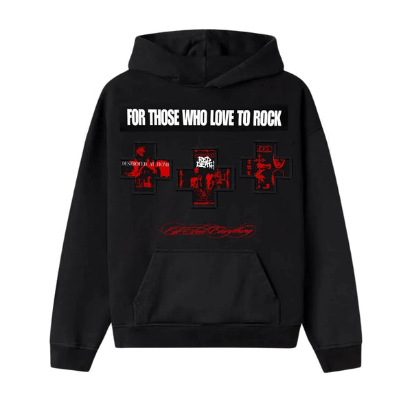 Epic Oversized Hoodie Black - 3 Cross - reference