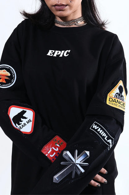 EPIC Oversize Black Full Sleeve T-shirt 'Elements'