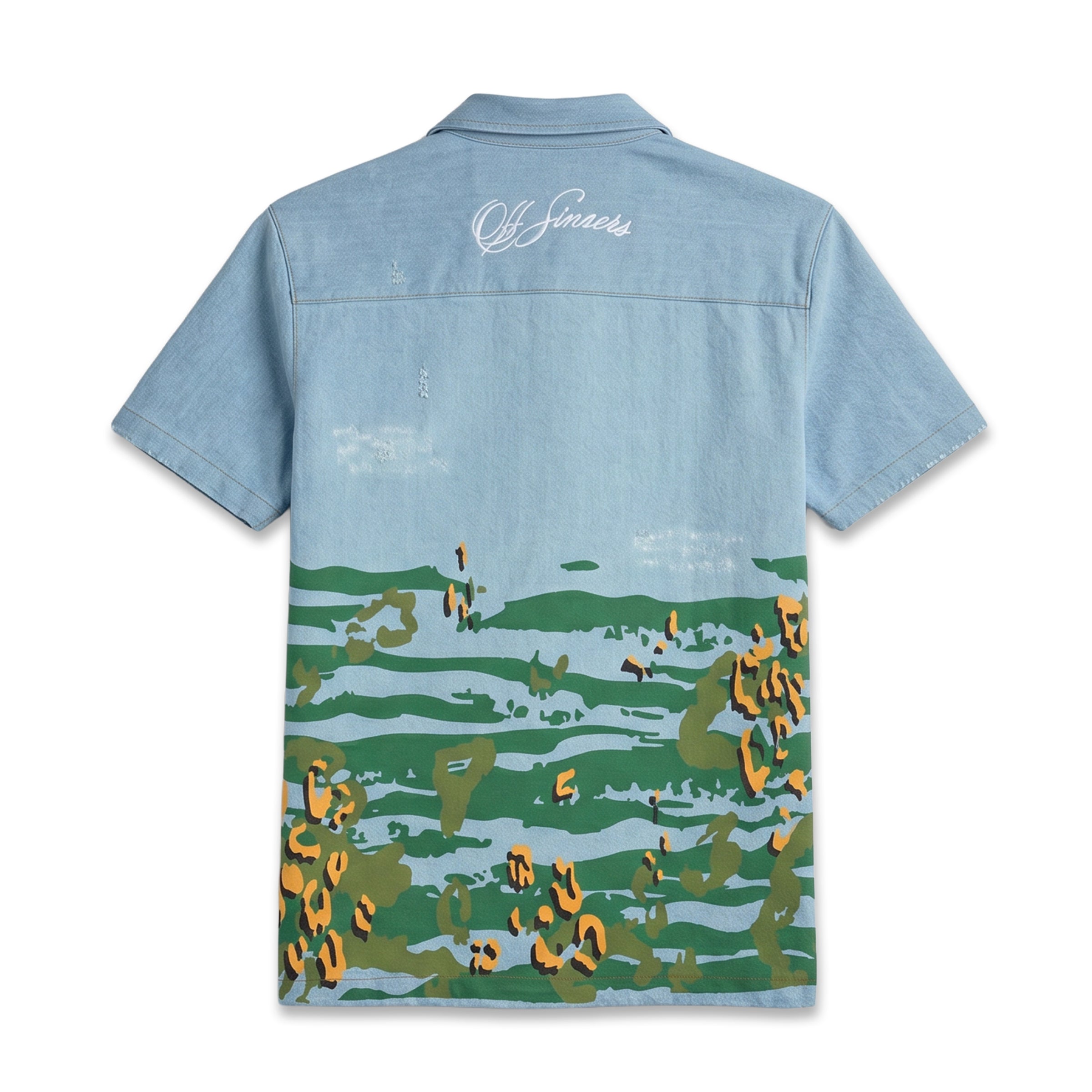 Off Sinners Oversized Denim Shirt - Raw Tide