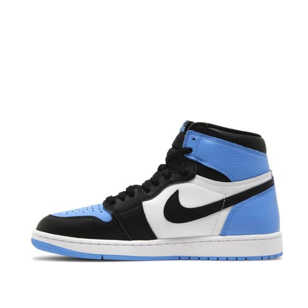 Side view of Air Jordan 1 High OG UNC Toe left pair