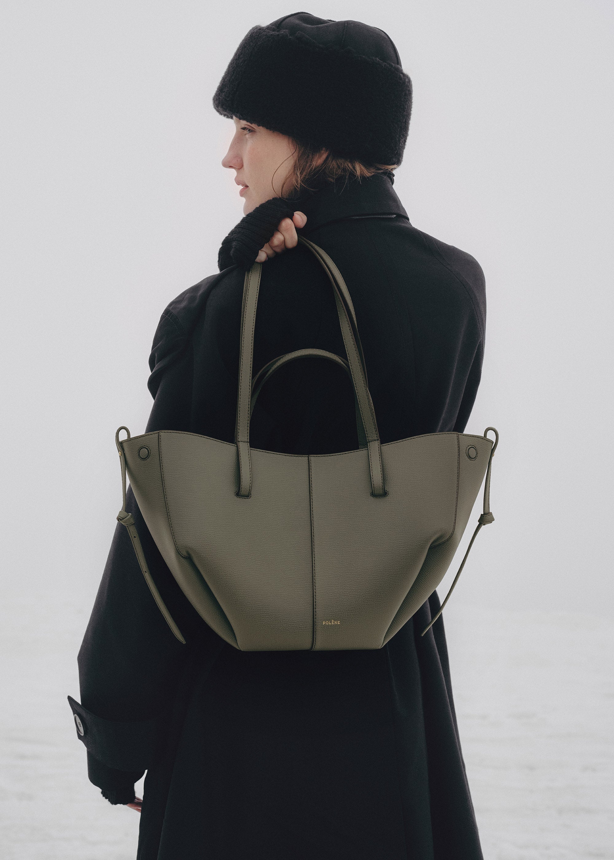Polene Cyme Mini Edition Textured Bag - Smoky Green
